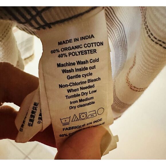 PrAna Men’s Short Sleeve Button Down Gray White and Orange Size Medium - Picture 3 of 5